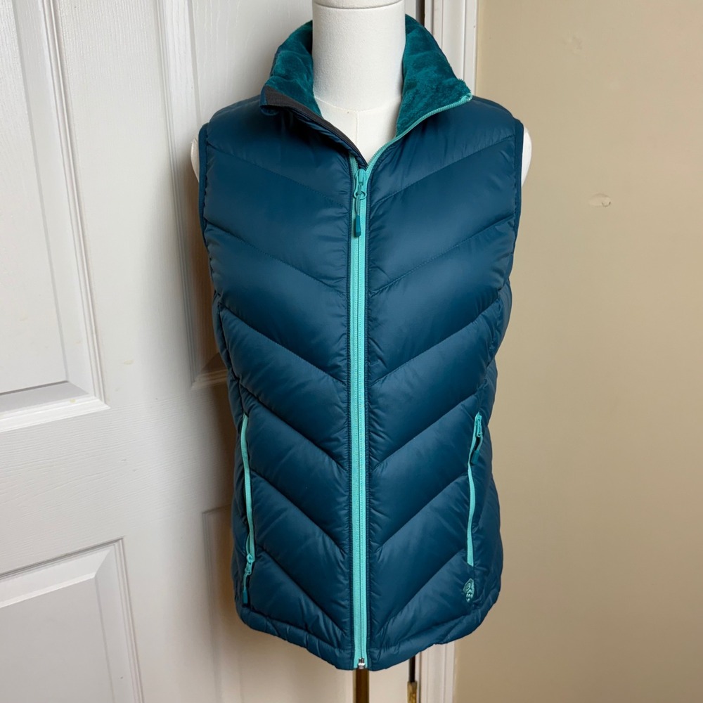Mountain Hardwear Ratio Down Vest Womens S Teal Blue 650 Fill Q Shield OL6176